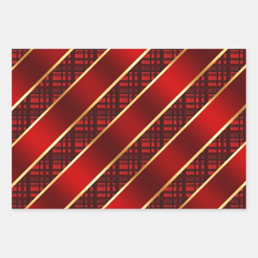 Kerstspelden en koolstof-groene en rode variëteit inpakpapier vel (Voorkant)