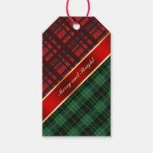 Kerstspelden en lint groen en rood cadeaulabel (Voorkant)