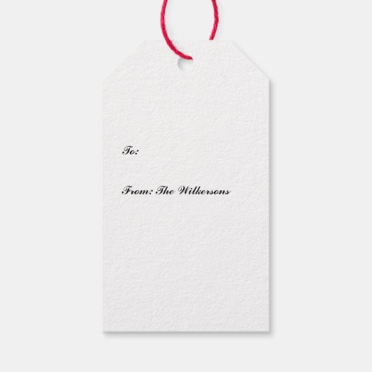 Kerstspelden en lint groen en rood cadeaulabel (Achterkant)