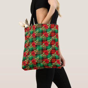 Kerstspeldenbont en Canvas tas met bladeren