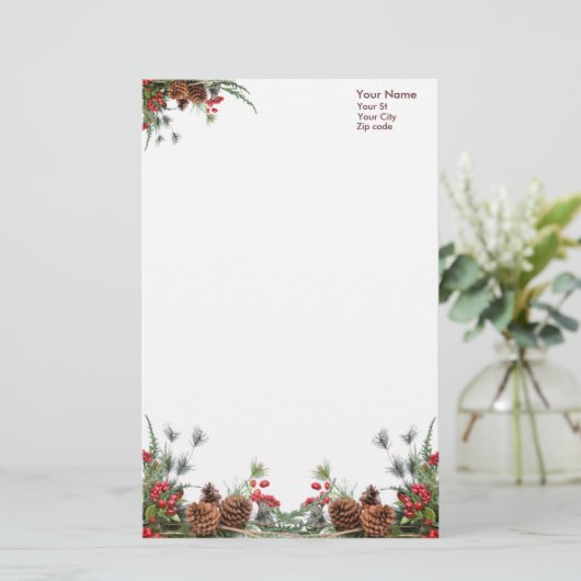 kerstspeldeneconserven briefpapier (Staand voorkant)