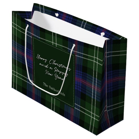 KerstspeldenFeestdagen Clan Sutherland Tartan Groot Cadeauzakje (Voorkant Gekanteld)
