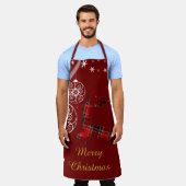 Kerstspeldenrennen rode witte decoratie schort (Gedragen)