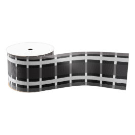 Kerstspelstrepen zwart-wit grosgrain lint