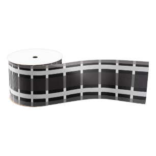 Kerstspelstrepen zwart-wit grosgrain lint