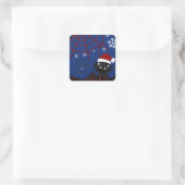 Kerstspin met naam personaliseren vierkante sticker (Tas)