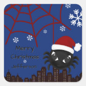 Kerstspin met naam personaliseren vierkante sticker (Voorkant)
