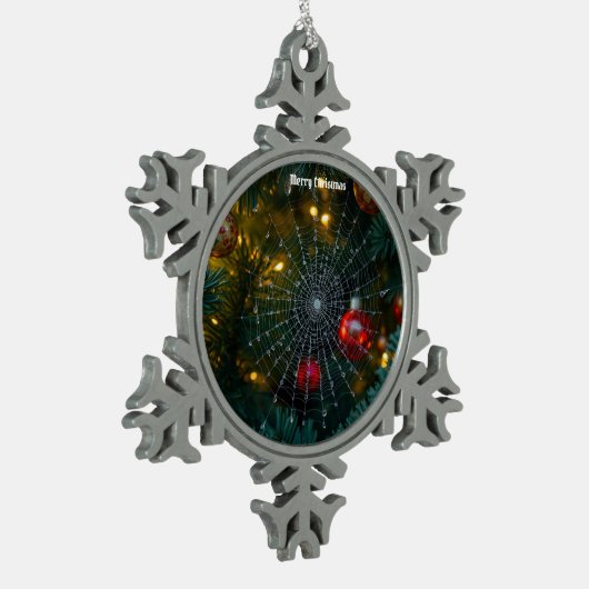 kerstspin tin sneeuwvlok ornament (Links)