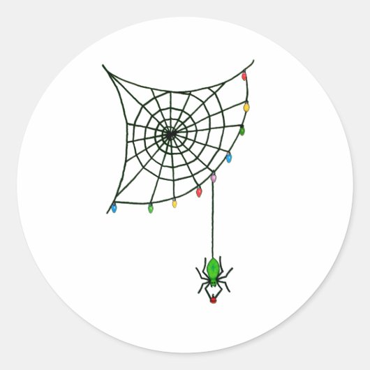 Kerstspin Web Licht Gothic Holiday Ronde Sticker (Voorkant)