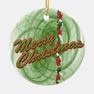 Kerstspiraaltjes en kerststerren keramisch ornament