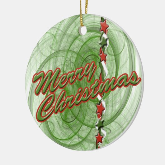 Kerstspiraaltjes en kerststerren keramisch ornament (Links)