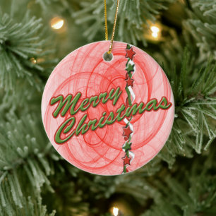 Kerstspiraaltjes en kerststerren keramisch ornament