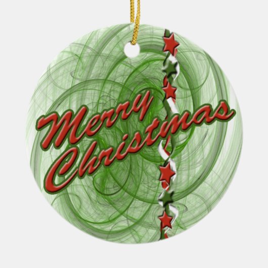 Kerstspiraaltjes en kerststerren keramisch ornament (Voorkant)