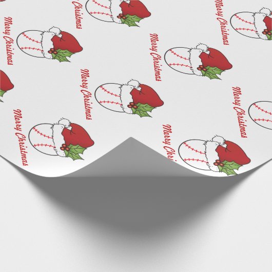 Kerstsport Baseball Design Cadeaupapier (Hoek)