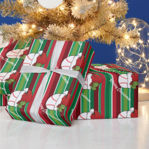 Kerstsport Baseball Stripes Cadeaupapier