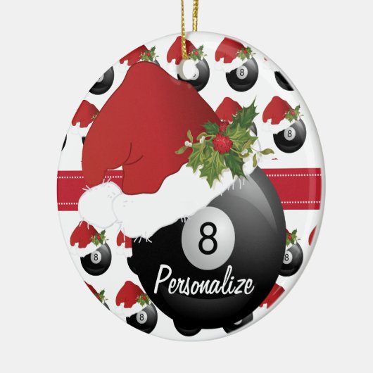 Kerstsport Billiards Pool Santa Hat Keramisch Ornament (Links)