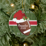 Kerstsport Football Santa Hat Keramisch Ornament<br><div class="desc">Het Ornament van het kerstFootball is klaar om je te personaliseren. Een geweldige vakantie cadeau voor een football speler, een football fan, een football coach of enthousiast football. ⭐ Dit product is 100% . Grafiek en/of tekst kunnen worden toegevoegd, verwijderd, verplaatst, aangepast, omringd, geroteerd enz.. 99% van mijn design in...</div>