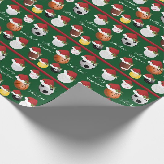 Kerstsport | Naam Cadeaupapier (Hoek)