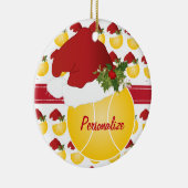 Kerstsport Tennis Ball Santa Hat Keramisch Ornament (Rechts)