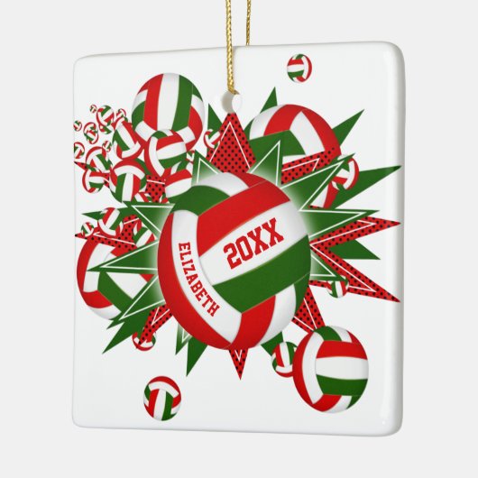 Kerstsport voor volleyball-blaasmeisjes keramisch ornament (Links)