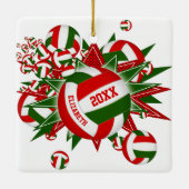 Kerstsport voor volleyball-blaasmeisjes keramisch ornament (Achterkant)
