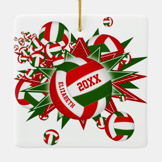 Kerstsport voor volleyball-blaasmeisjes keramisch ornament (Achterkant)