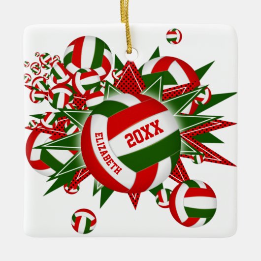 Kerstsport voor volleyball-blaasmeisjes keramisch ornament (Voorkant)