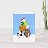 Kerstsportballen gestapeld als kerstboom kaart (Voorkant)