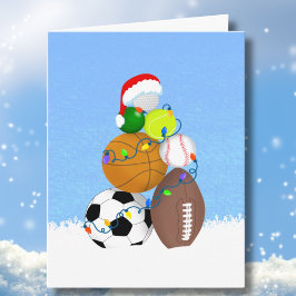 Kerstsportballen gestapeld als kerstboom kaart
