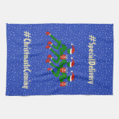 Kerstsporten die douane citaat blauw lopen theedoek (Horizontaal)