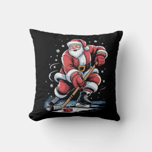 Kerstsporten Kerstman speelt ijshockey Kerstmis Kussen