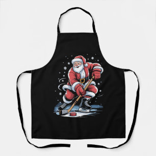 Kerstsporten Kerstman speelt ijshockey Kerstmis Schort