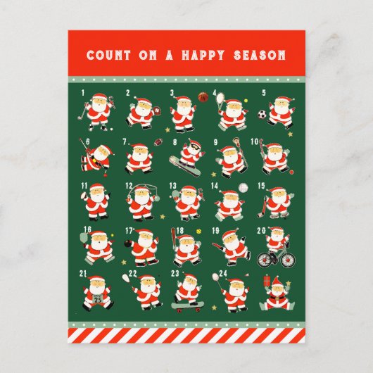 Kerstsportkalender Aftellen Feestdagenkaart (Voorkant)