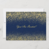 Kerstsprankelende Gouden Glitter Stof Marine Blauw Kaart (Achterkant)