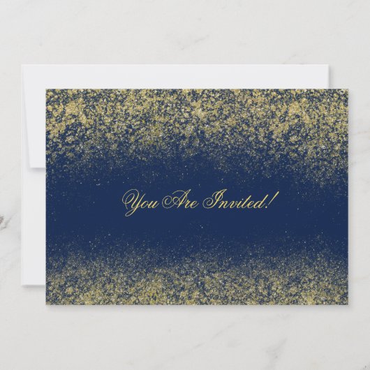 Kerstsprankelende Gouden Glitter Stof Marine Blauw Kaart (Achterkant)