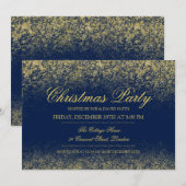 Kerstsprankelende Gouden Glitter Stof Marine Blauw Kaart (Voorkant / Achterkant)