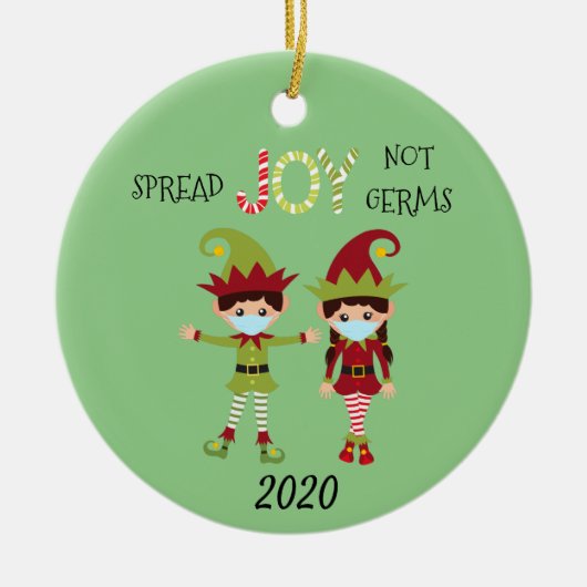 Kerstsprei Joy niet Germs Elf 2020 Keramisch Ornament (Voorkant)