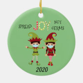 Kerstsprei Joy niet Germs Elf 2020 Keramisch Ornament (Achterkant)