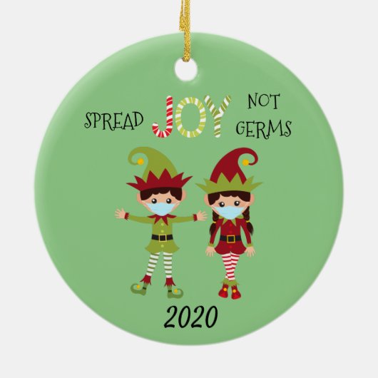 Kerstsprei Joy niet Germs Elf 2020 Keramisch Ornament (Achterkant)