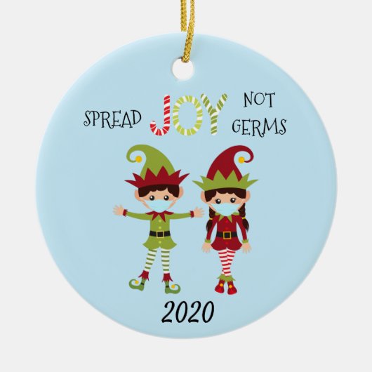 Kerstsprei Joy niet Germs Elf 2020 Keramisch Ornament (Voorkant)
