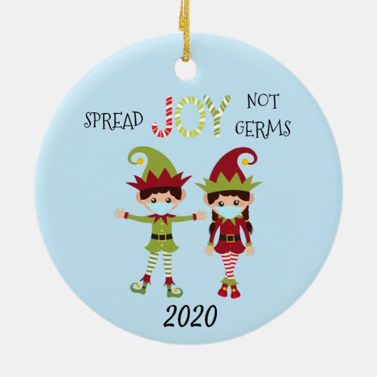Kerstsprei Joy niet Germs Elf 2020 Keramisch Ornament (Achterkant)