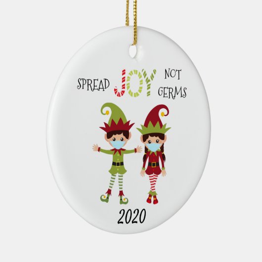 Kerstsprei Joy niet Germs Elf 2020 Keramisch Ornament (Rechts)