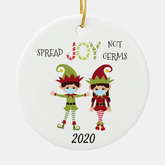 Kerstsprei Joy niet Germs Elf 2020 Keramisch Ornament (Voorkant)