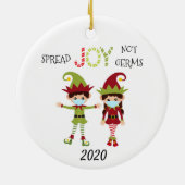 Kerstsprei Joy niet Germs Elf 2020 Keramisch Ornament (Achterkant)