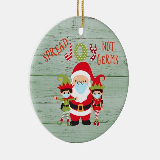 Kerstsprei Joy niet Germs Elf Santa 2020 hout Keramisch Ornament (Rechts)