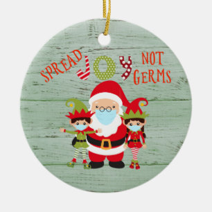 Kerstsprei Joy niet Germs Elf Santa 2020 hout Keramisch Ornament