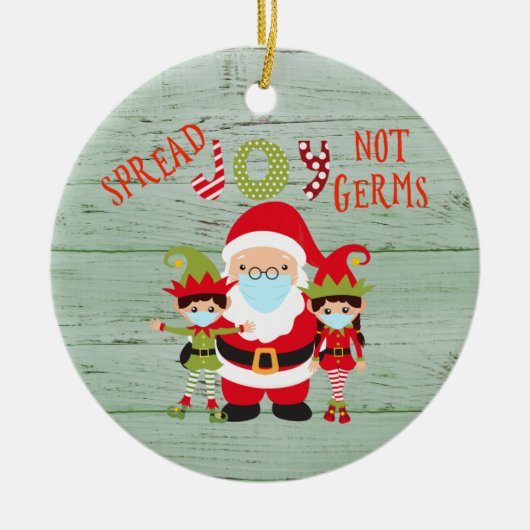 Kerstsprei Joy niet Germs Elf Santa 2020 hout Keramisch Ornament (Voorkant)