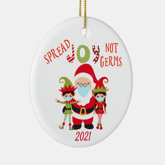 Kerstsprei Joy niet Germs Elf Santa 2021 Keramisch Ornament (Rechts)