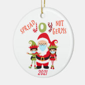 Kerstsprei Joy niet Germs Elf Santa 2021 Keramisch Ornament (Links)
