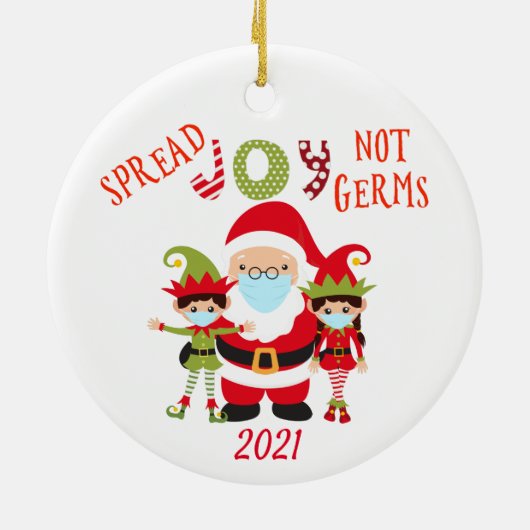Kerstsprei Joy niet Germs Elf Santa 2021 Keramisch Ornament (Achterkant)